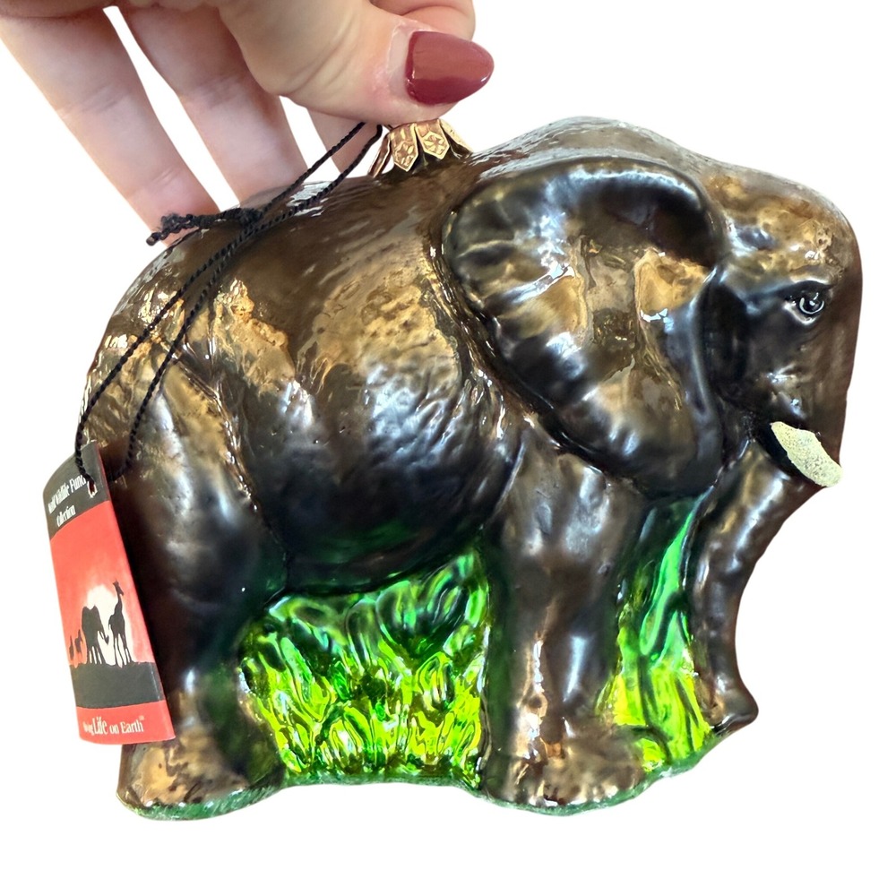 Kurt‎ Adler Polonaise Glass Ornament Elephant WWF Handcrafted Poland Christmas
